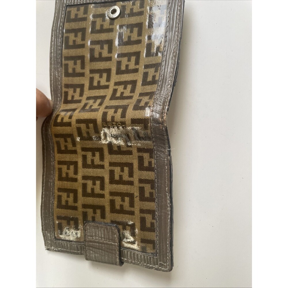 Fendi Zucca Bifold Wallet Unisex Canvas Leather Brown Authentic - Picture 6 of 6